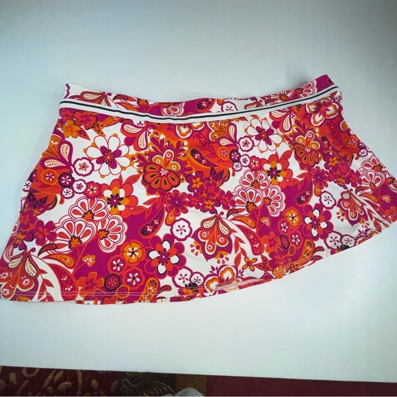 Jag Retro Floral Swim Skirt Attached Bottoms Orange Pink - Picture 4 of 15